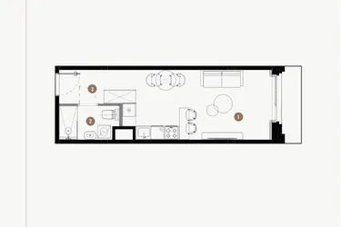 Rzut - Mieszkanie na sprzedaż 1 pokój o powierzchni 28,69 m² - numer B.02.29 w WIMA APARTMENTS