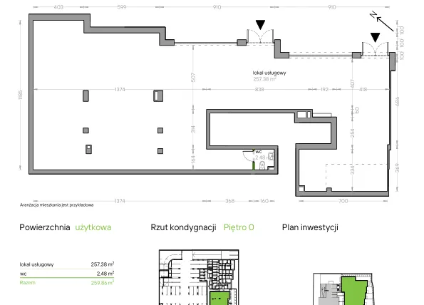 Rzut - Lokal użytkowy na sprzedaż 1 pokój o powierzchni 257,99 m² - numer P/F/U02 w Bochenka Vita