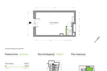 Rzut - Lokal użytkowy na sprzedaż 1 pokój o powierzchni 32,71 m² - numer I/F/U04 w Bochenka Vita