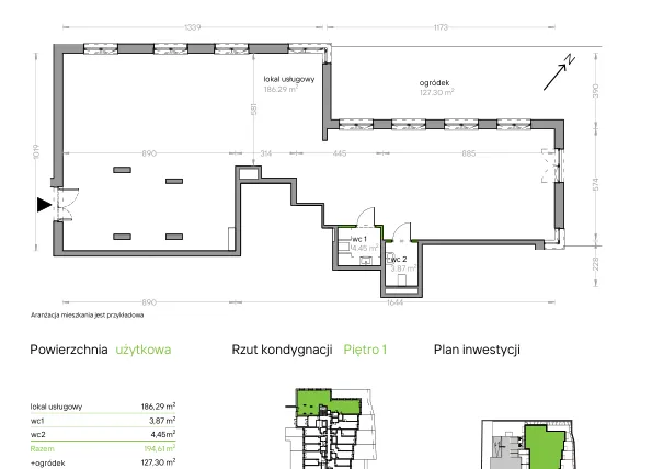 Rzut - Lokal użytkowy na sprzedaż 1 pokój o powierzchni 193,51 m² - numer I/F/U06 w Bochenka Vita