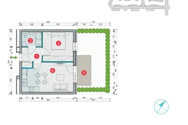 Rzut - Mieszkanie na sprzedaż 2 pokoje o powierzchni 37,49 m² - numer 7.3 w Osiedle Uniwersyteckie etap III