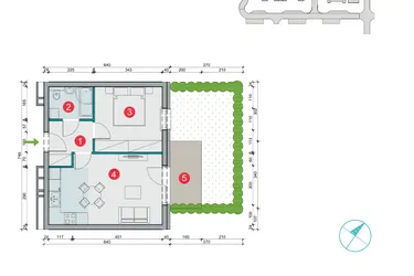 Rzut - Mieszkanie na sprzedaż 2 pokoje o powierzchni 38,93 m² - numer 7-24 w Osiedle Uniwersyteckie etap III