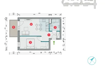Rzut - Mieszkanie na sprzedaż 2 pokoje o powierzchni 40,84 m² - numer 7.28 w Osiedle Uniwersyteckie etap III