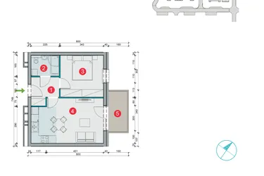 Rzut - Mieszkanie na sprzedaż 2 pokoje o powierzchni 38,93 m² - numer 7.42 w Osiedle Uniwersyteckie etap III