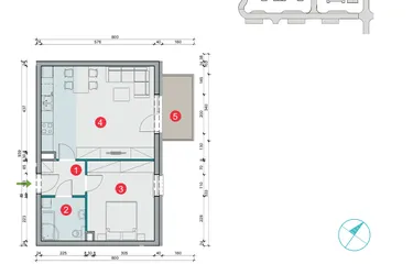 Rzut - Mieszkanie na sprzedaż 2 pokoje o powierzchni 49,36 m² - numer 7.53 w Osiedle Uniwersyteckie etap III
