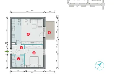 Rzut - Mieszkanie na sprzedaż 2 pokoje o powierzchni 49,36 m² - numer 7.59 w Osiedle Uniwersyteckie etap III