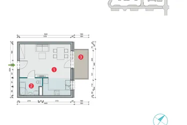 Rzut - Mieszkanie na sprzedaż 1 pokój o powierzchni 32,02 m² - numer 8.1 w Osiedle Uniwersyteckie etap III