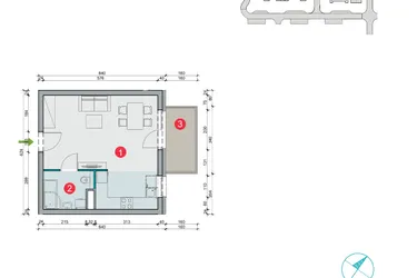 Rzut - Mieszkanie na sprzedaż 1 pokój o powierzchni 32,02 m² - numer 8.8 w Osiedle Uniwersyteckie etap III