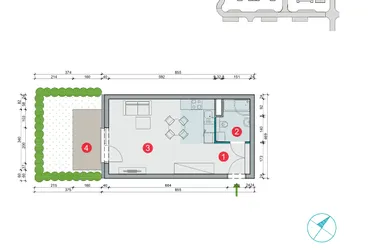 Rzut - Mieszkanie na sprzedaż 1 pokój o powierzchni 32,22 m² - numer 8.32 w Osiedle Uniwersyteckie etap III