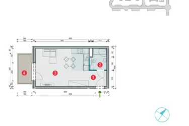 Rzut - Mieszkanie na sprzedaż 1 pokój o powierzchni 32,22 m² - numer 8.42 w Osiedle Uniwersyteckie etap III