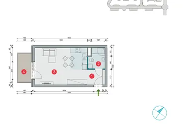 Rzut - Mieszkanie na sprzedaż 1 pokój o powierzchni 32,22 m² - numer 8.47 w Osiedle Uniwersyteckie etap III