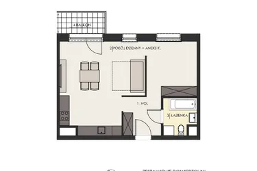 Rzut - Mieszkanie na sprzedaż 2 pokoje o powierzchni 46,4 m² - numer 45 w Osiedle Platinum III