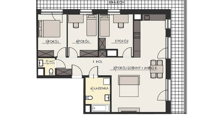 Rzut - Mieszkanie na sprzedaż 4 pokoje o powierzchni 90,17 m² - numer 80 w Osiedle Platinum III
