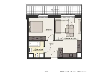 Rzut - Mieszkanie na sprzedaż 2 pokoje o powierzchni 41,66 m² - numer 86 w Osiedle Platinum III