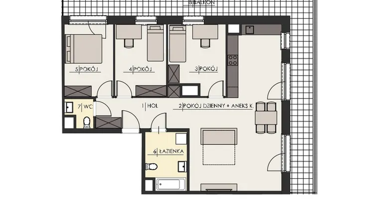 Rzut - Mieszkanie na sprzedaż 4 pokoje o powierzchni 90,07 m² - numer 87 w Osiedle Platinum III