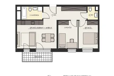 Rzut - Mieszkanie na sprzedaż 3 pokoje o powierzchni 60,06 m² - numer 89 w Osiedle Platinum III