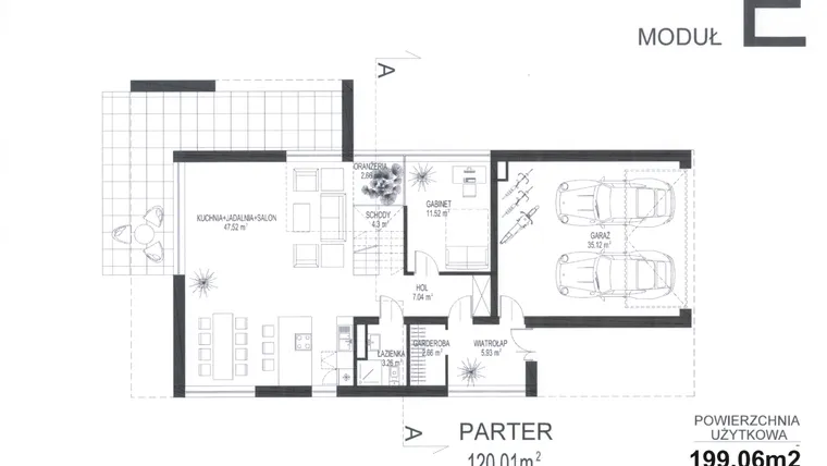 Rzut - Dom na sprzedaż 6 pokoi o powierzchni 202,13 m² - numer E- 244 w Mników Zielona Dolina