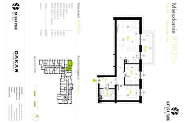 Rzut - Mieszkanie na sprzedaż 3 pokoje o powierzchni 55,25 m² - numer B5M25a w Osiedle Natura Park etap II