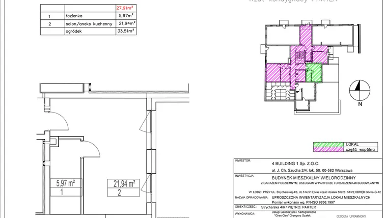 Rzut - Mieszkanie na sprzedaż 1 pokój o powierzchni 27,91 m² - numer 0.1 w Nowa Strycharska | STR 6