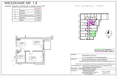 Rzut - Mieszkanie na sprzedaż 2 pokoje o powierzchni 35,53 m² - numer 1.8 w Nowa Strycharska | STR 6
