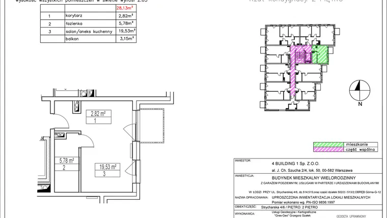 Rzut - Mieszkanie na sprzedaż 1 pokój o powierzchni 28,13 m² - numer 2.1 w Nowa Strycharska | STR 6