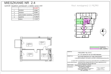 Rzut - Mieszkanie na sprzedaż 2 pokoje o powierzchni 42,49 m² - numer 2.4 w Nowa Strycharska | STR 6