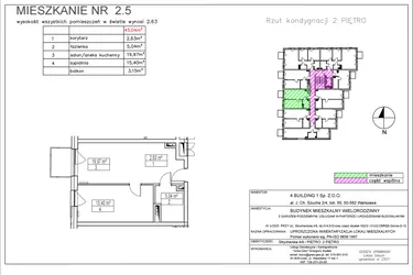 Rzut - Mieszkanie na sprzedaż 2 pokoje o powierzchni 43,04 m² - numer 2.5 w Nowa Strycharska | STR 6