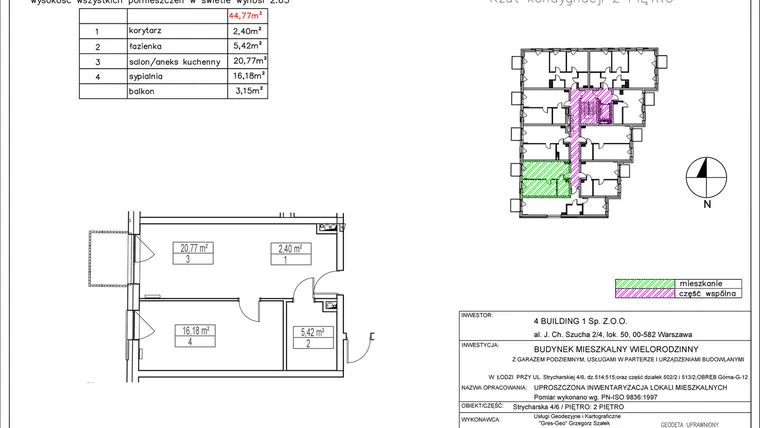 Rzut - Mieszkanie na sprzedaż 2 pokoje o powierzchni 44,77 m² - numer 2.6 w Nowa Strycharska | STR 6
