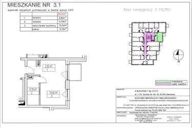 Rzut - Mieszkanie na sprzedaż 1 pokój o powierzchni 28,02 m² - numer 3.1 w Nowa Strycharska | STR 6