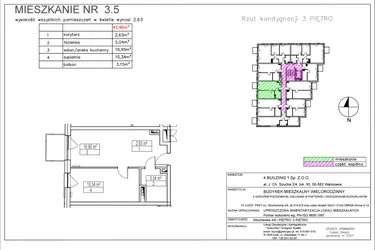 Rzut - Mieszkanie na sprzedaż 2 pokoje o powierzchni 42,96 m² - numer 3.5 w Nowa Strycharska | STR 6