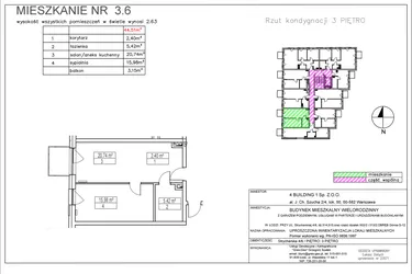 Rzut - Mieszkanie na sprzedaż 2 pokoje o powierzchni 44,51 m² - numer 3.6 w Nowa Strycharska | STR 6