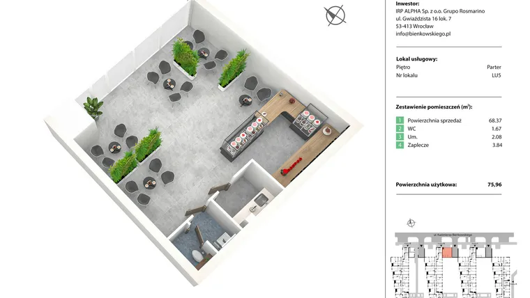 Rzut - Lokal użytkowy na sprzedaż 1 pokój o powierzchni 79,78 m² - numer LU5 w Nowe Żerniki Bieńkowskiego etap II