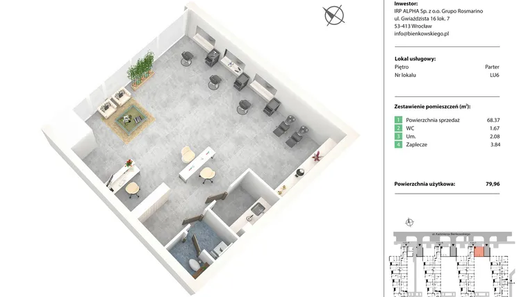 Rzut - Lokal użytkowy na sprzedaż 1 pokój o powierzchni 75,93 m² - numer LU6 w Nowe Żerniki Bieńkowskiego etap II