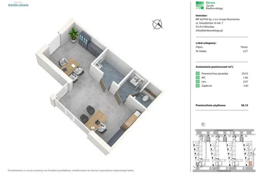 Rzut - Lokal użytkowy na sprzedaż 1 pokój o powierzchni 37,08 m² - numer LU7 w Nowe Żerniki Bieńkowskiego etap II