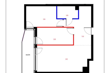 Rzut - Mieszkanie na sprzedaż 3 pokoje o powierzchni 60,97 m² - numer A018 w Grunwald Między Drzewami etap II