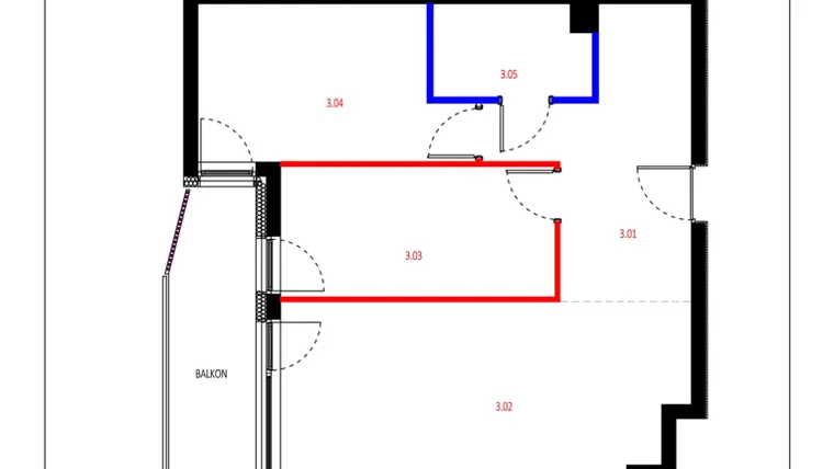 Rzut - Mieszkanie na sprzedaż 3 pokoje o powierzchni 60,97 m² - numer A018 w Grunwald Między Drzewami etap II