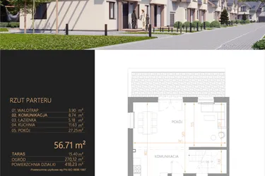 Rzut - Dom na sprzedaż 4 pokoje o powierzchni 101,85 m² - numer E1 w Oaza Tyniecka