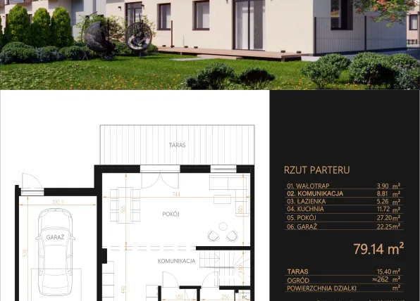 Rzut - Dom na sprzedaż 5 pokoi o powierzchni 143,14 m² - numer E3 w Oaza Tyniecka