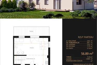 Rzut - Dom na sprzedaż 4 pokoje o powierzchni 101,85 m² - numer E4 w Oaza Tyniecka