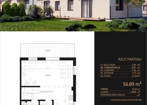 Rzut - Dom na sprzedaż 4 pokoje o powierzchni 101,85 m² - numer E4 w Oaza Tyniecka
