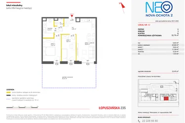 Rzut - Mieszkanie na sprzedaż 3 pokoje o powierzchni 55,64 m² - numer 42 w Neo Nova Ochota 2