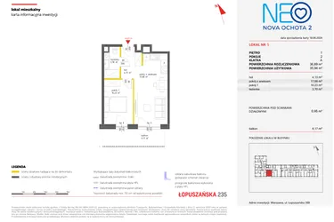 Rzut - Mieszkanie na sprzedaż 2 pokoje o powierzchni 36,89 m² - numer 5 w Neo Nova Ochota 2