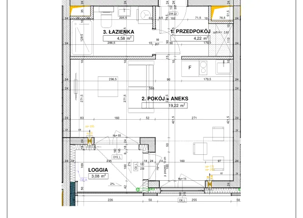 Rzut - Mieszkanie na sprzedaż 1 pokój o powierzchni 28,02 m² - numer A50 w Nowe Centrum Południowe etap IV