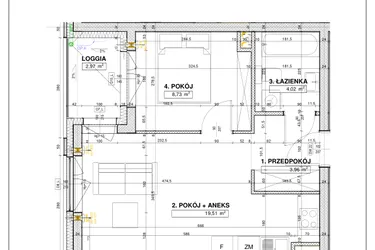 Rzut - Mieszkanie na sprzedaż 2 pokoje o powierzchni 36,27 m² - numer A7 w Nowe Centrum Południowe etap IV