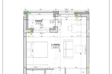 Rzut - Mieszkanie na sprzedaż 1 pokój o powierzchni 37,33 m² - numer B104 w Nowe Centrum Południowe etap IV