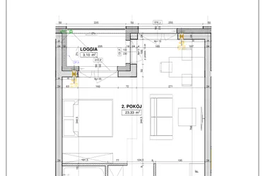 Rzut - Mieszkanie na sprzedaż 1 pokój o powierzchni 37,33 m² - numer B128 w Nowe Centrum Południowe etap IV