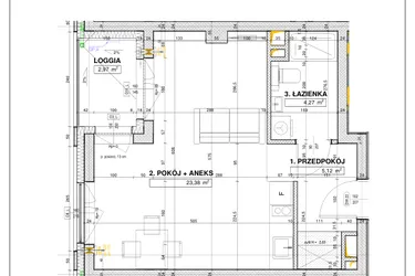 Rzut - Mieszkanie na sprzedaż 1 pokój o powierzchni 32,93 m² - numer B55 w Nowe Centrum Południowe etap IV