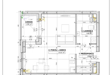 Rzut - Mieszkanie na sprzedaż 1 pokój o powierzchni 31,1 m² - numer B56 w Nowe Centrum Południowe etap IV