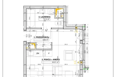Rzut - Mieszkanie na sprzedaż 1 pokój o powierzchni 29,32 m² - numer B65 w Nowe Centrum Południowe etap IV