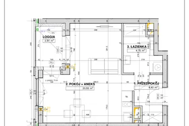 Rzut - Mieszkanie na sprzedaż 1 pokój o powierzchni 30,08 m² - numer B67 w Nowe Centrum Południowe etap IV